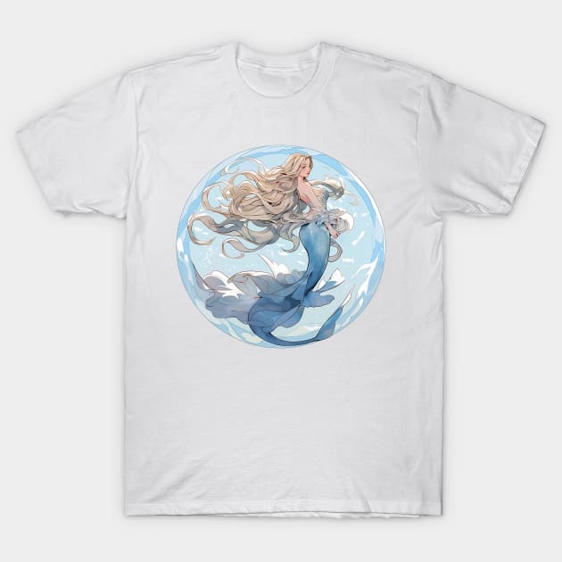 Celestial Symphony: Manga Mermaid's Aurorapunk Tale T-Shirt by Iron Creek